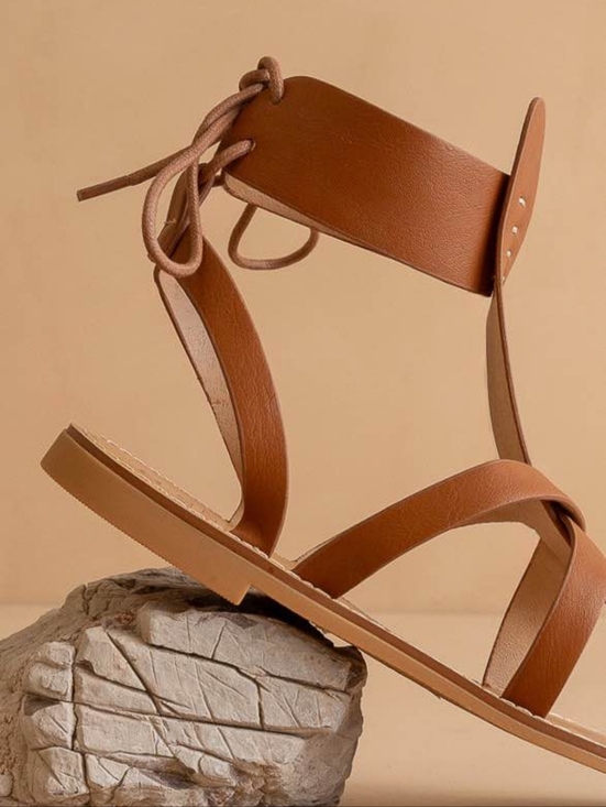 Oasis Society Shoes - Women's Tan Lace-Up Gladiator Sandals